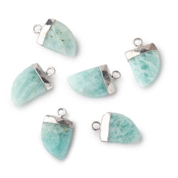 18x10mm Silver Leafed Amazonite Horn Pendant 1 piece