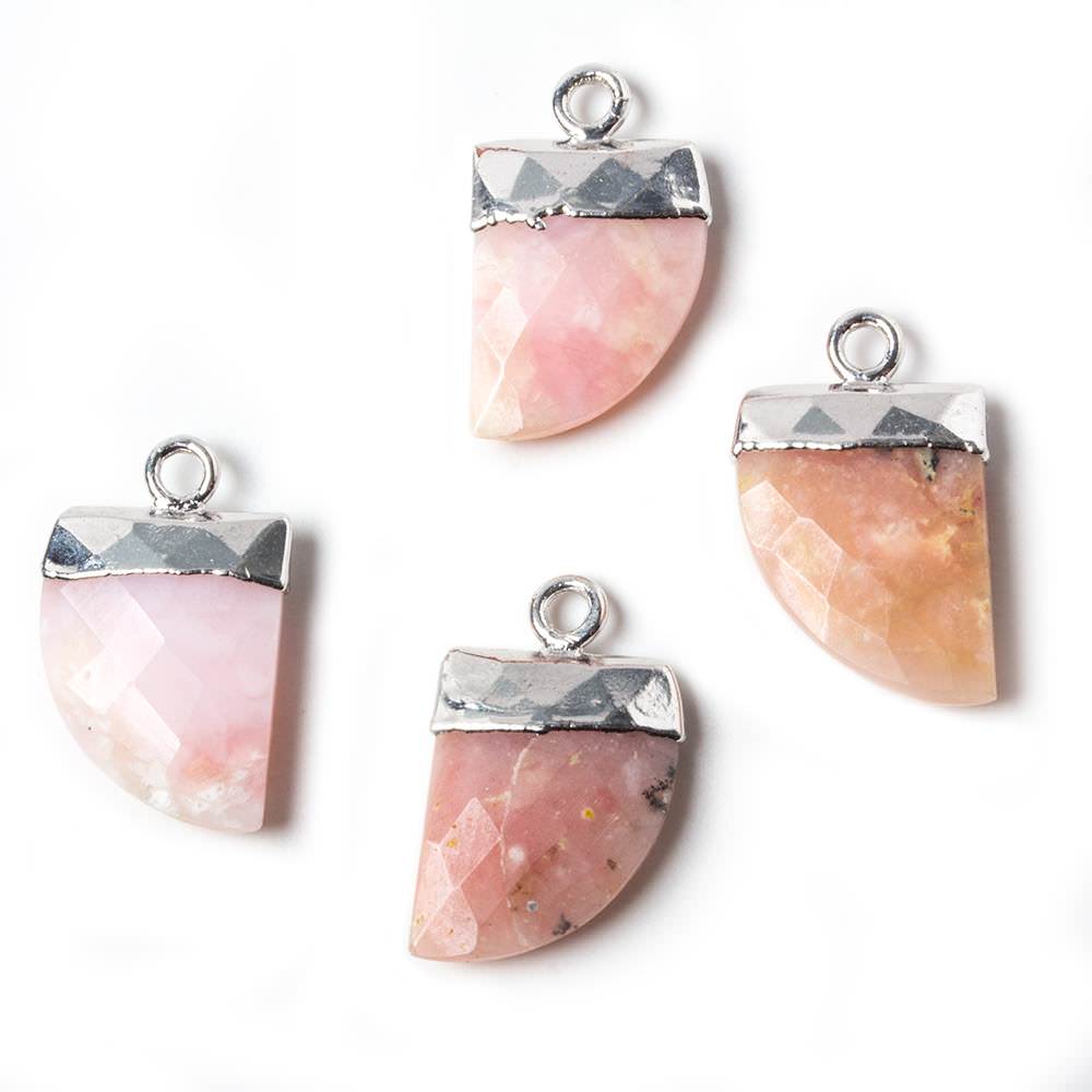 18x10mm Silver Leafed Pink Peruvian Opal Horn Pendant 1 piece (ONLINE ORDER ONLY)