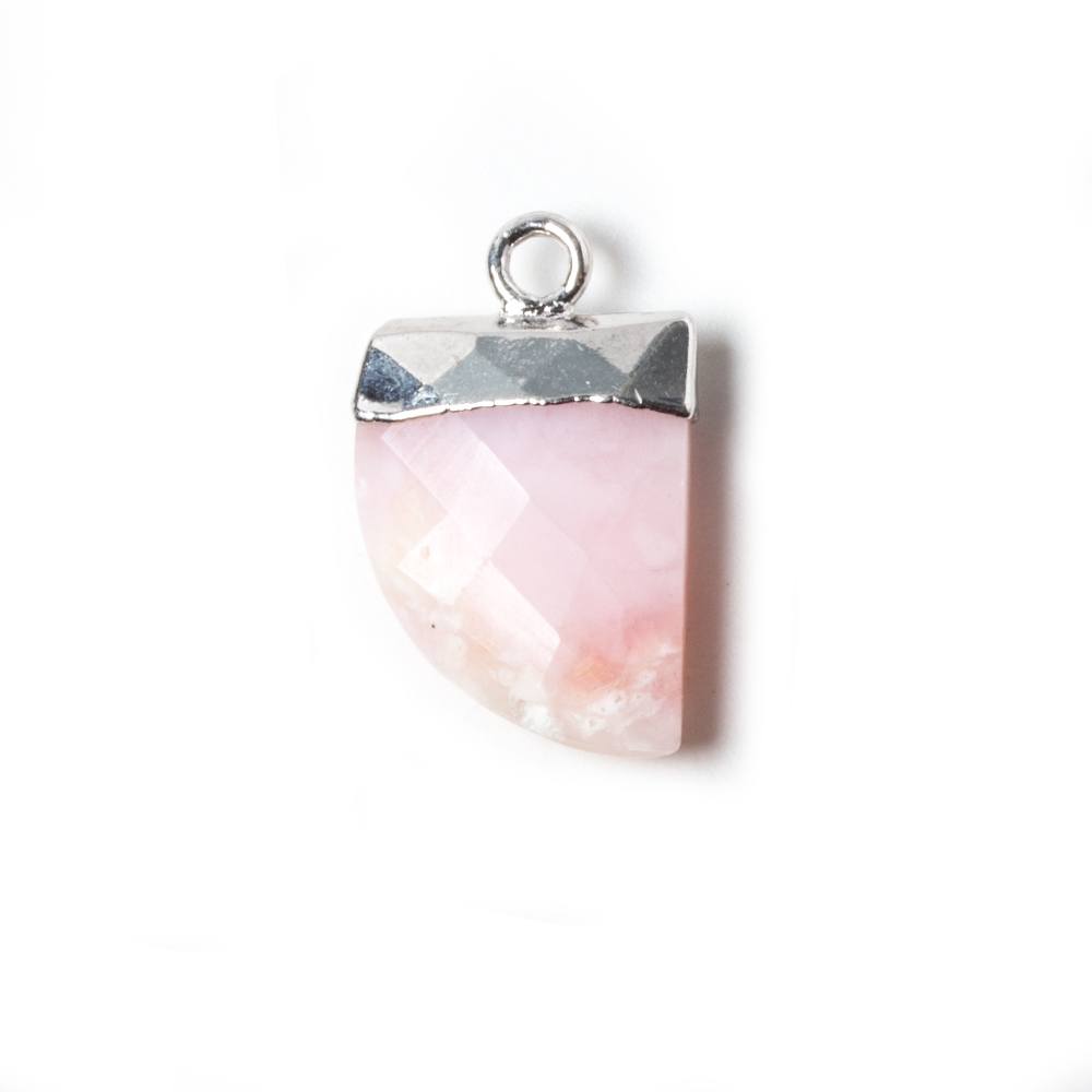 18x10mm Silver Leafed Pink Peruvian Opal Horn Pendant 1 piece (ONLINE ORDER ONLY)