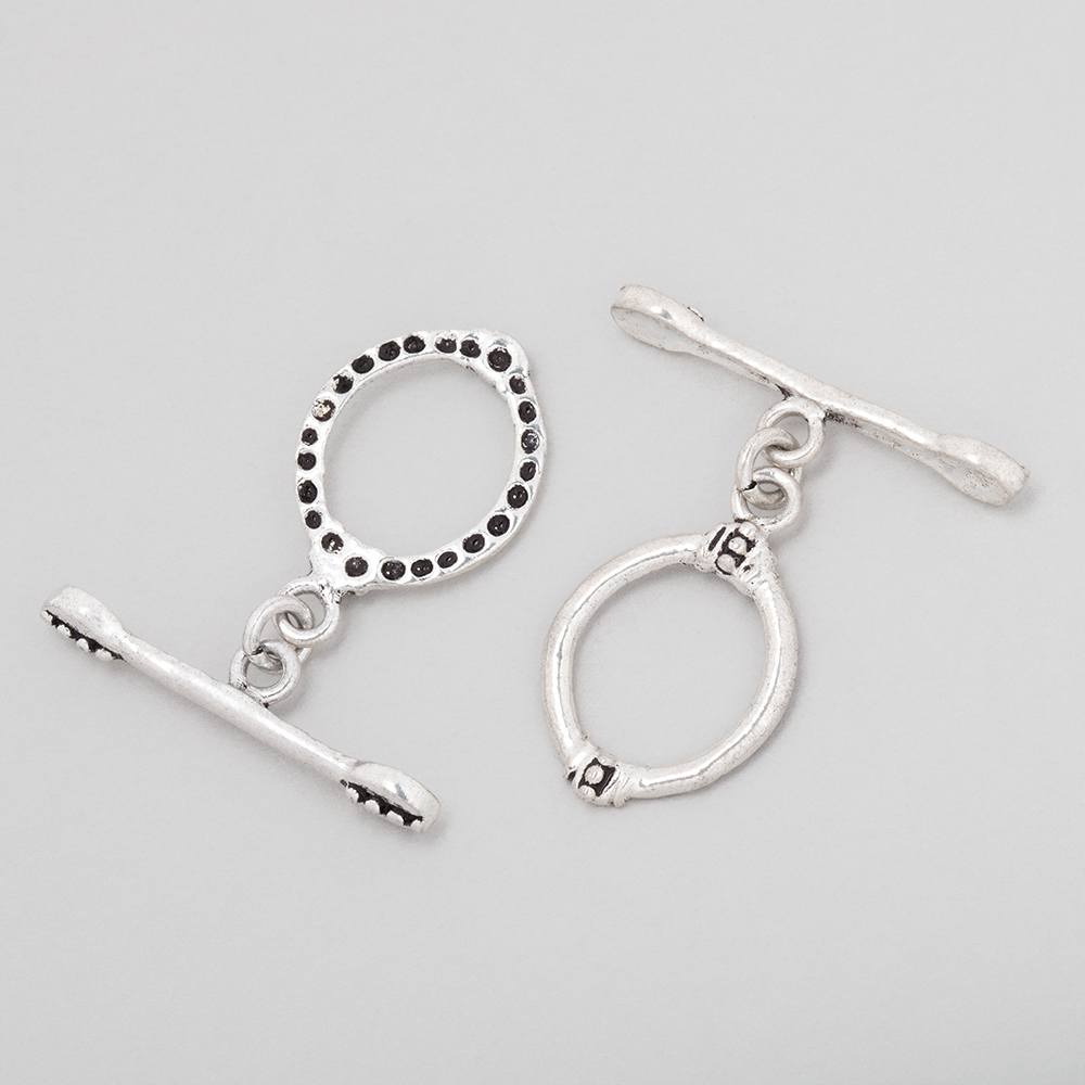 18x14mm Antiqued Sterling Silver Oval Toggle Art Deco Design 1 piece (ONLINE ORDER ONLY)