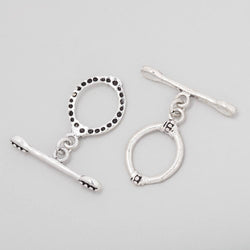 18x14mm Antiqued Sterling Silver Oval Toggle Art Deco Design 1 piece (ONLINE ORDER ONLY)