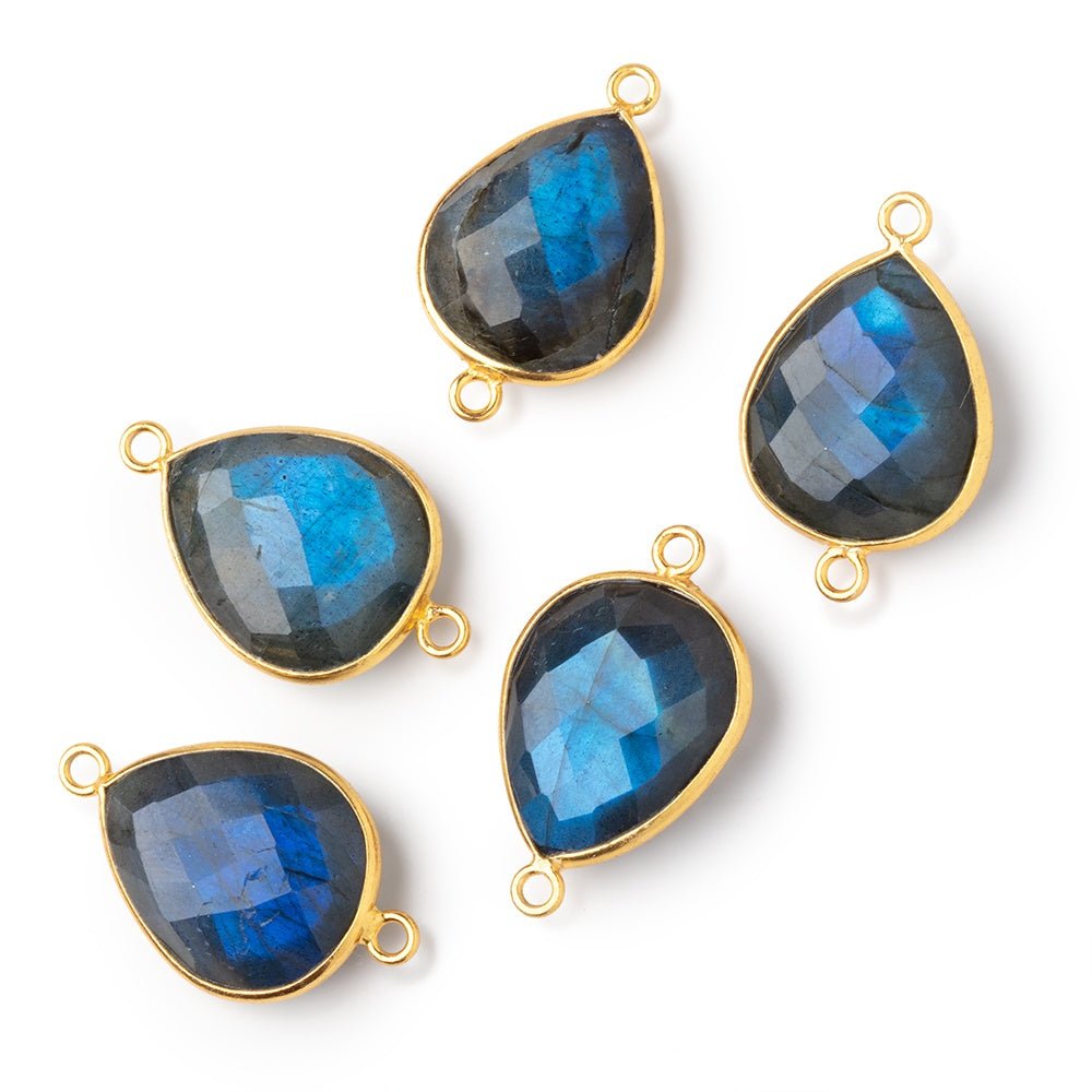 18x15mm Vermeil Bezel Blue Flash Labradorite Faceted Pear 1 Connector (ONLINE ORDER ONLY)