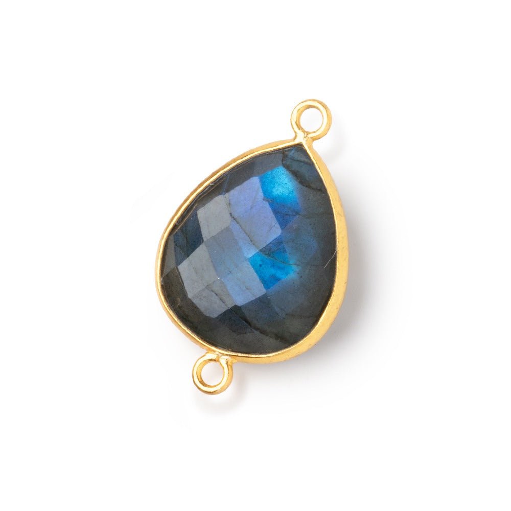 18x15mm Vermeil Bezel Blue Flash Labradorite Faceted Pear 1 Connector (ONLINE ORDER ONLY)