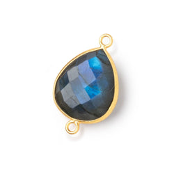 18x15mm Vermeil Bezel Blue Flash Labradorite Faceted Pear 1 Connector (ONLINE ORDER ONLY)