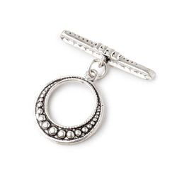 18x18mm Antiqued Sterling Silver Moroccan Granulated Bead Design Toggle 1 piece (ONLINE ORDER ONLY)