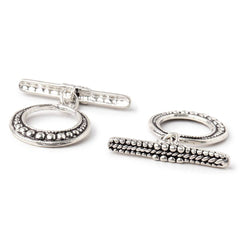 18x18mm Antiqued Sterling Silver Moroccan Granulated Bead Design Toggle 1 piece (ONLINE ORDER ONLY)