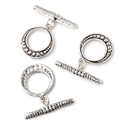 18x18mm Antiqued Sterling Silver Moroccan Granulated Bead Design Toggle 1 piece (ONLINE ORDER ONLY)