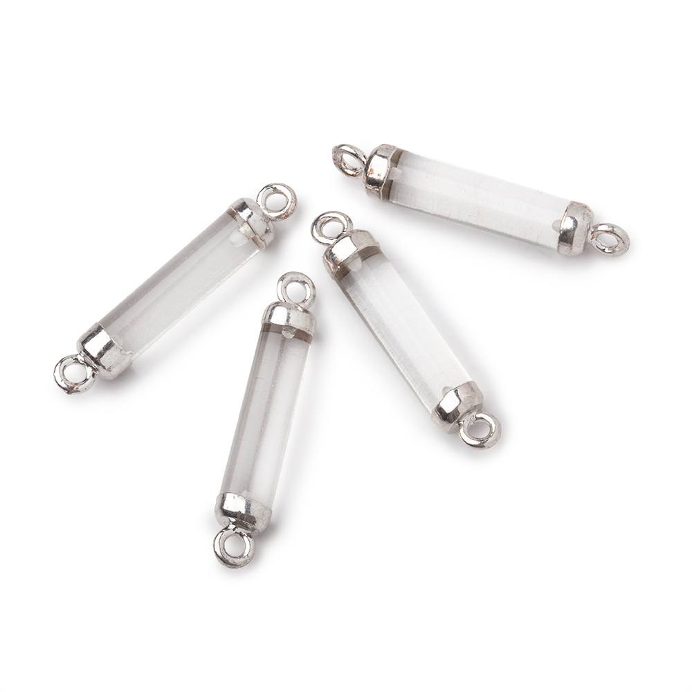 18x4mm Silver Leafed Crystal Quartz Tube Focal Connector 1 piece (ONLINE ORDER ONLY)