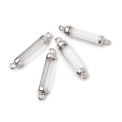 18x4mm Silver Leafed Crystal Quartz Tube Focal Connector 1 piece (ONLINE ORDER ONLY)