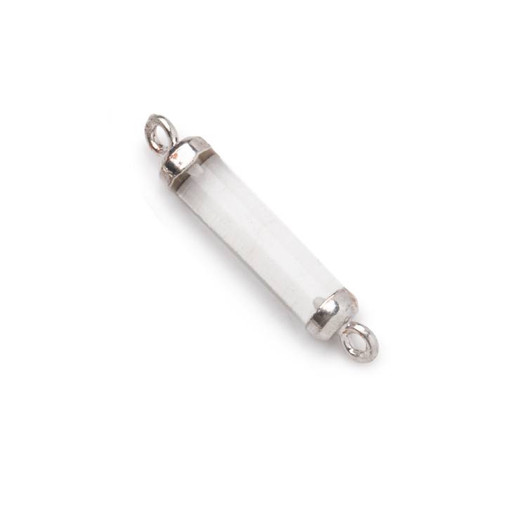 18x4mm Silver Leafed Crystal Quartz Tube Focal Connector 1 piece (ONLINE ORDER ONLY)