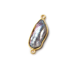 18x6mm Vermeil Bezeled Peacock Biwa Pearl Connector 1 piece (ONLINE ORDER ONLY)