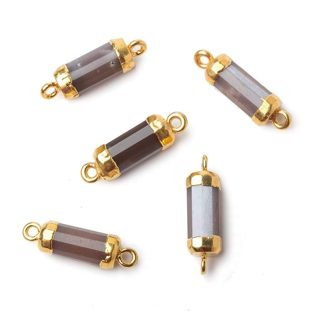 18x8mm Gold Leafed Chocolate Moonstone faceted barrel tube Connector 1 piece (ONLINE ORDER ONLY)