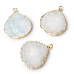 19-20mm Vermeil Bezel Rainbow Moonstone Flat Heart Pendant 1 piece (ONLINE ORDER ONLY)