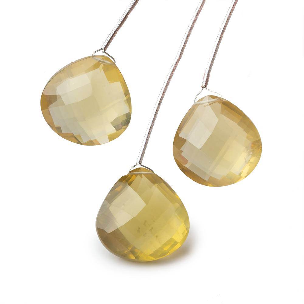 19-21mm Honey Quartz Faceted Heart Focal Beads Set of 3 (ONLINE ORDER ONLY)