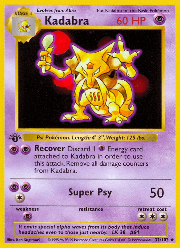Kadabra (32/102) (Shadowless) [Base Set 1st Edition] (Online Only)