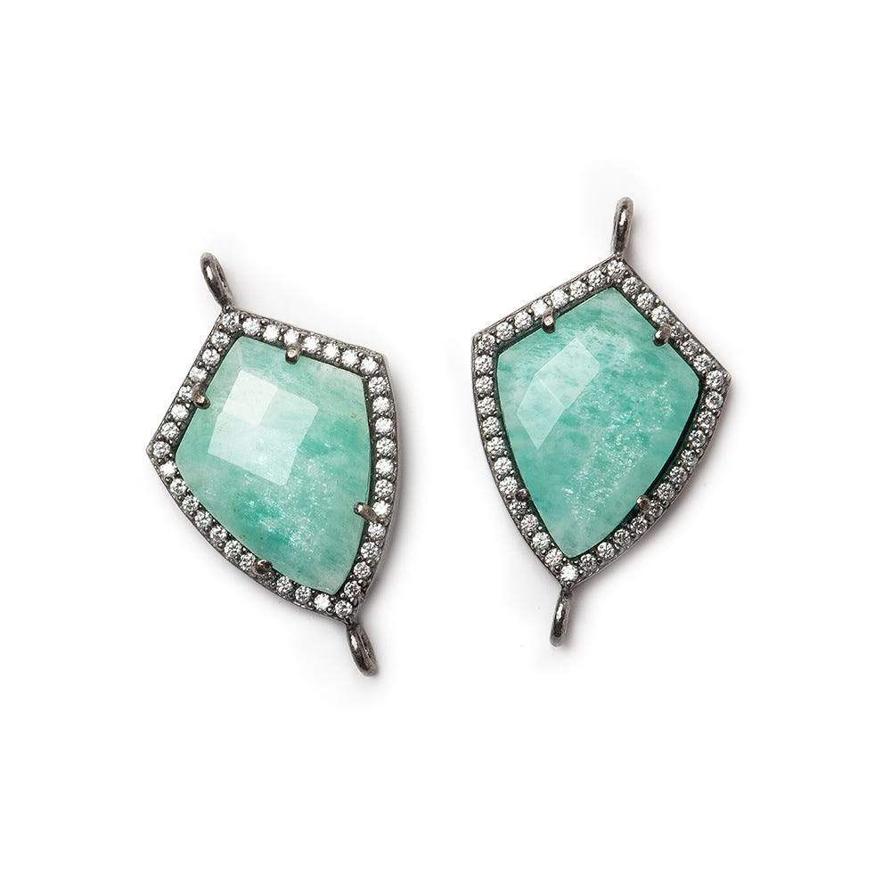 19.5x15mm Black Gold Bezel White CZ & Amazonite Shield Connector 1 focal bead (ONLINE ORDER ONLY)