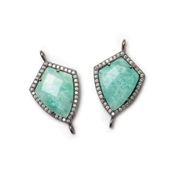 19.5x15mm Black Gold Bezel White CZ & Amazonite Shield Connector 1 focal bead (ONLINE ORDER ONLY)