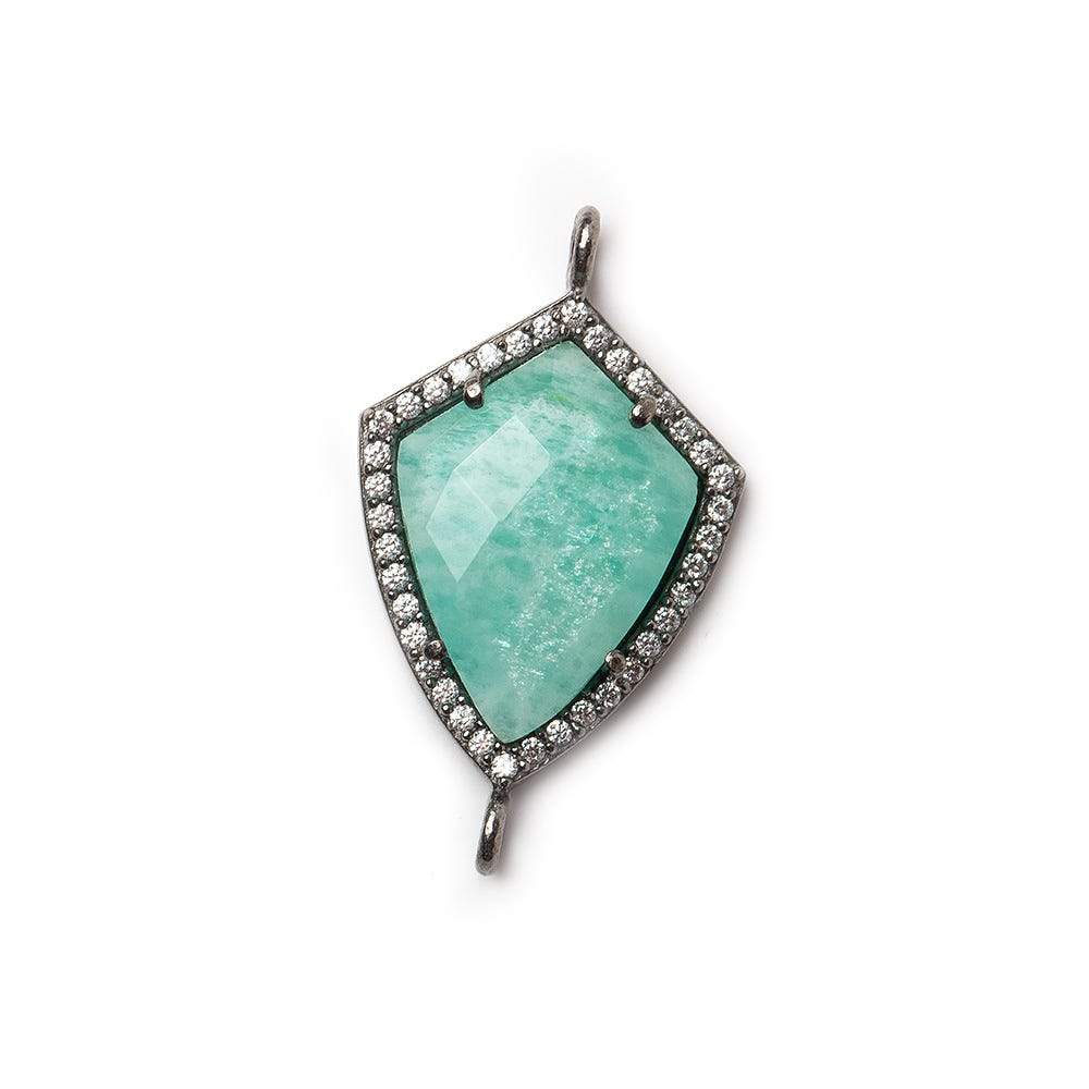 19.5x15mm Black Gold Bezel White CZ & Amazonite Shield Connector 1 focal bead (ONLINE ORDER ONLY)