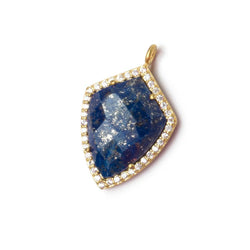 19.5x15mm Vermeil Bezel White CZ and Lapis Lazuli Shield Pendant 1 focal piece (ONLINE ORDER ONLY)