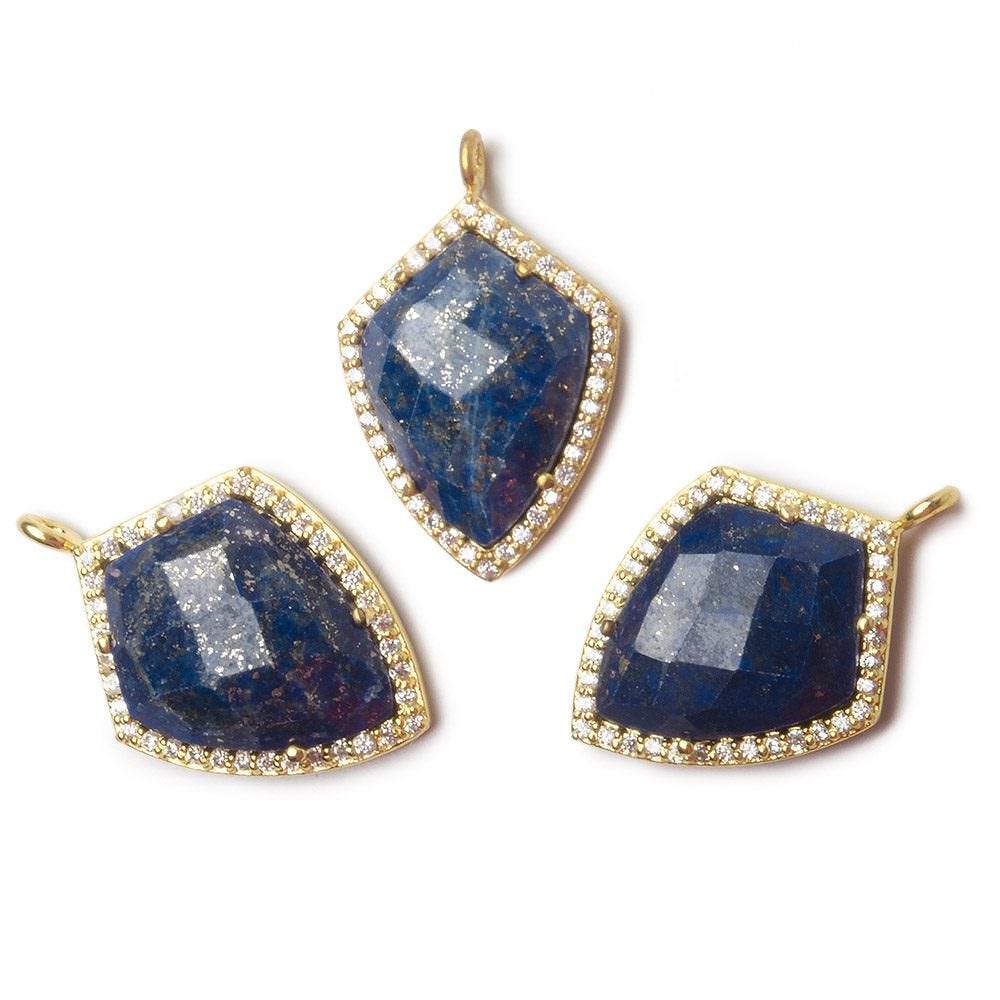 19.5x15mm Vermeil Bezel White CZ and Lapis Lazuli Shield Pendant 1 focal piece (ONLINE ORDER ONLY)