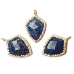 19.5x15mm Vermeil Bezel White CZ and Lapis Lazuli Shield Pendant 1 focal piece (ONLINE ORDER ONLY)