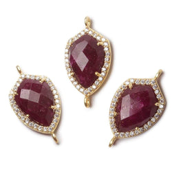 19.5x15mm Vermeil Bezel White CZ and Ruby Shield Connector 1 focal piece (ONLINE ORDER ONLY)