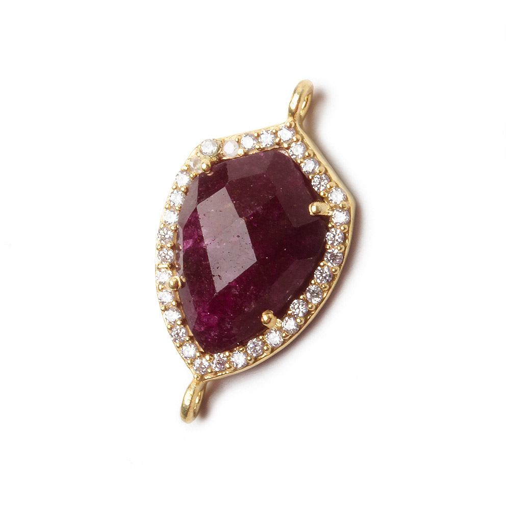19.5x15mm Vermeil Bezel White CZ and Ruby Shield Connector 1 focal piece (ONLINE ORDER ONLY)