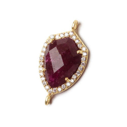 19.5x15mm Vermeil Bezel White CZ and Ruby Shield Connector 1 focal piece (ONLINE ORDER ONLY)