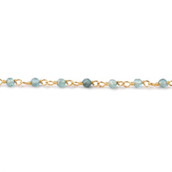 2.5mm Indicolite Tourmaline micro faceted rounds on Vermeil Chain (ONLINE ORDER ONLY)