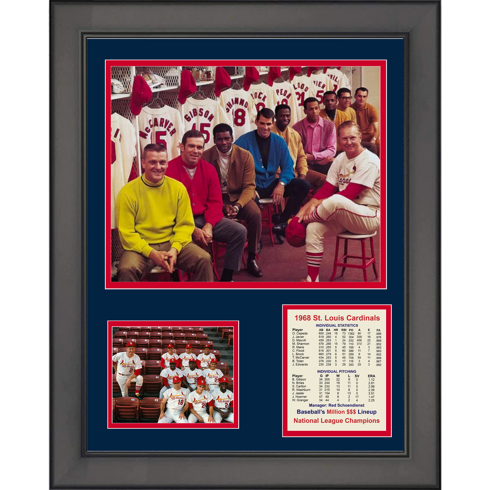 Framed St. Louis Cardinals 1968 Million Dollar Lineup National League Champions 11"x14"Baseball Three Photo Collage (ONLINE ORDER ONLY)