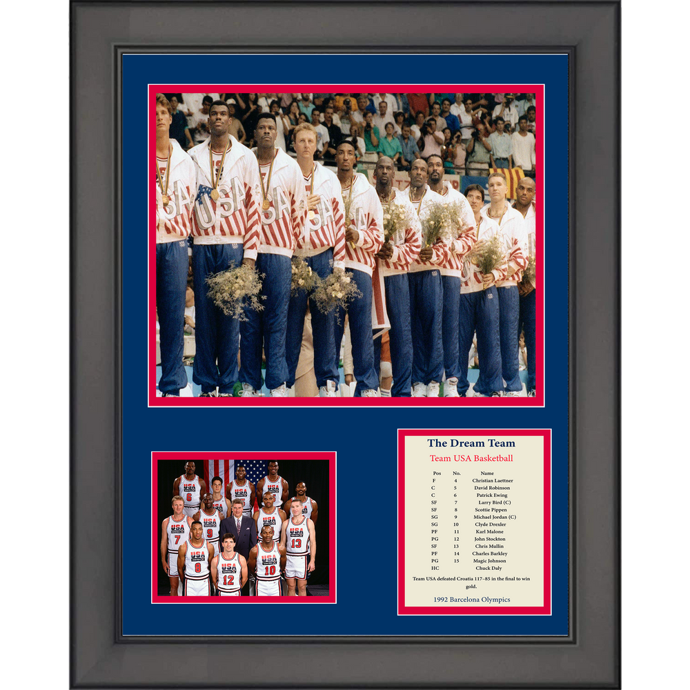 Framed 1992 Dream Team USA Barcelona Olympics Basketball 11"x14" Three Photo Collage (ONLINE ORDER ONLY)