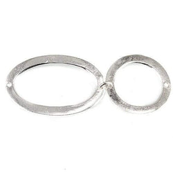 19mm & 29x19mm Sterling Silver plated Copper Hammered Circle and Oval Beads 2 pieces*DISCONTINUED* (ONLINE ORDER ONLY)