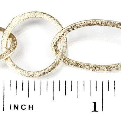 19mm and 27x16mm 14kt Gold plated Brushed Round & Marquise Link Chain by the foot (ONLINE ORDER ONLY)