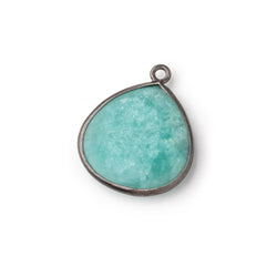 19mm Black Gold .925 Bezel Amazonite Plain Heart Pendant 1 Focal Bead