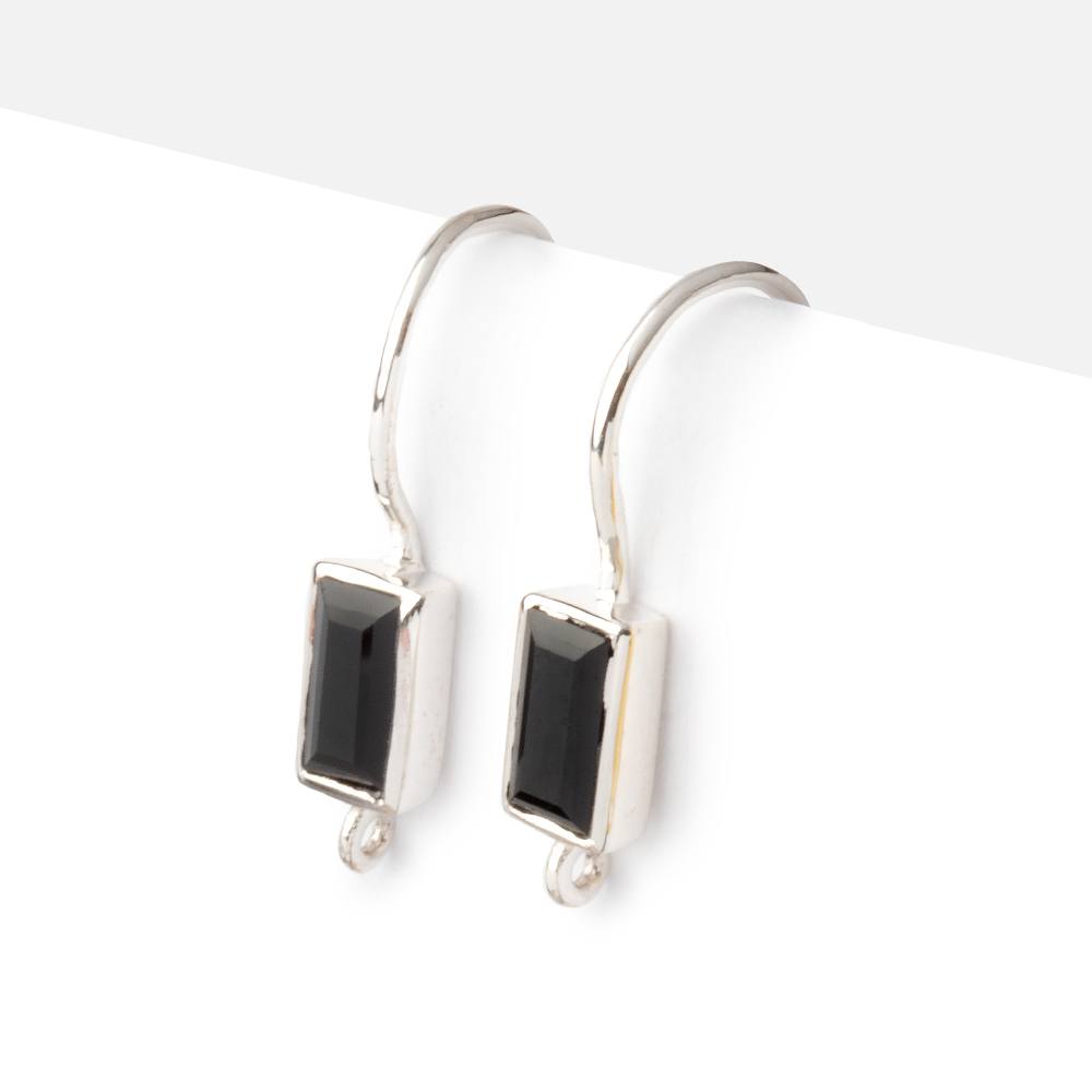 19mm Black Spinel Baguette Ear Wire Set of 2 pieces (ONLINE ORDER ONLY)
