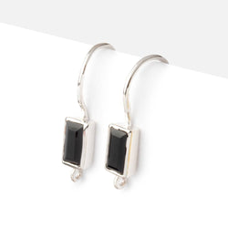 19mm Black Spinel Baguette Ear Wire Set of 2 pieces (ONLINE ORDER ONLY)