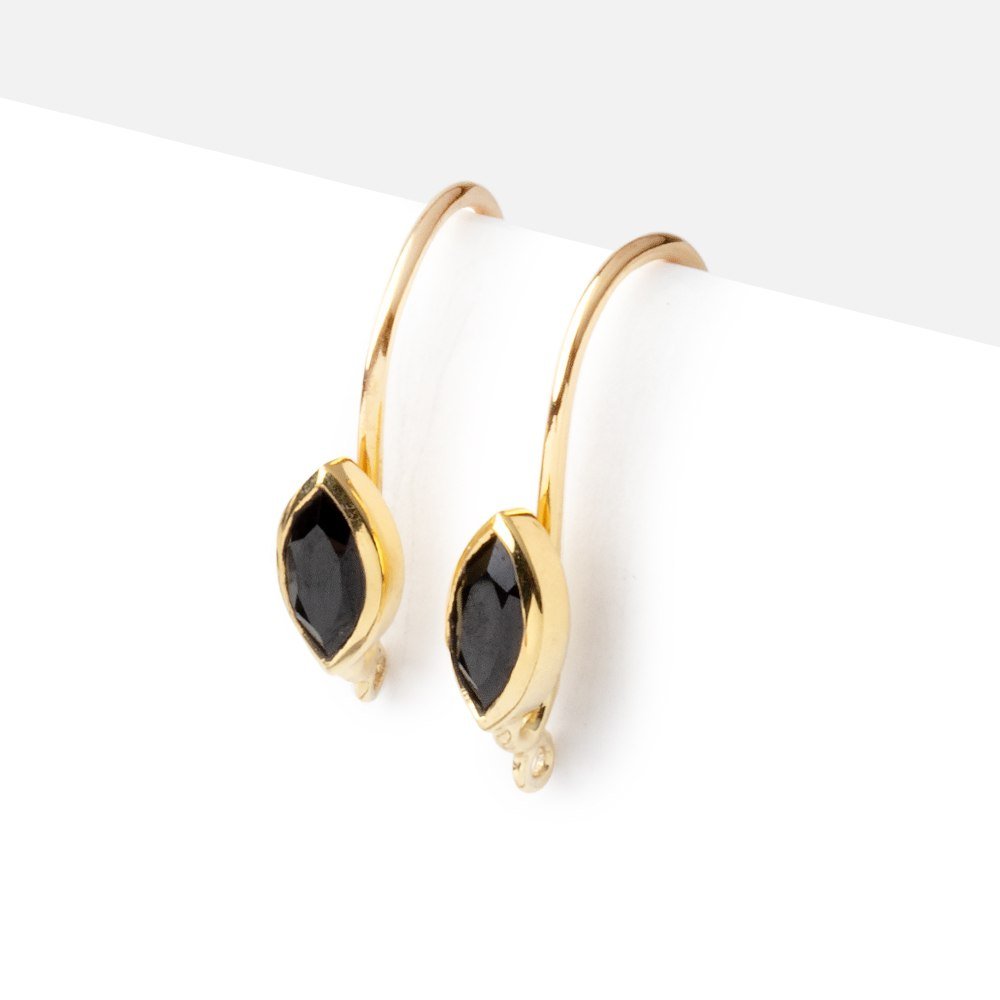 19mm Black Spinel Marquise Ear Wire Set of 2 pieces (ONLINE ORDER ONLY)
