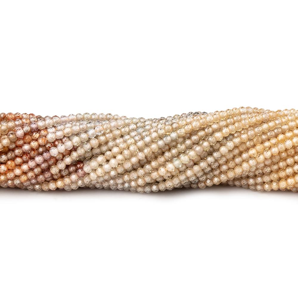 1.9mm Multi Color Zircon Micro Faceted Rondelle Beads 12.5 inch 198 pieces AA (ONLINE ORDER ONLY)