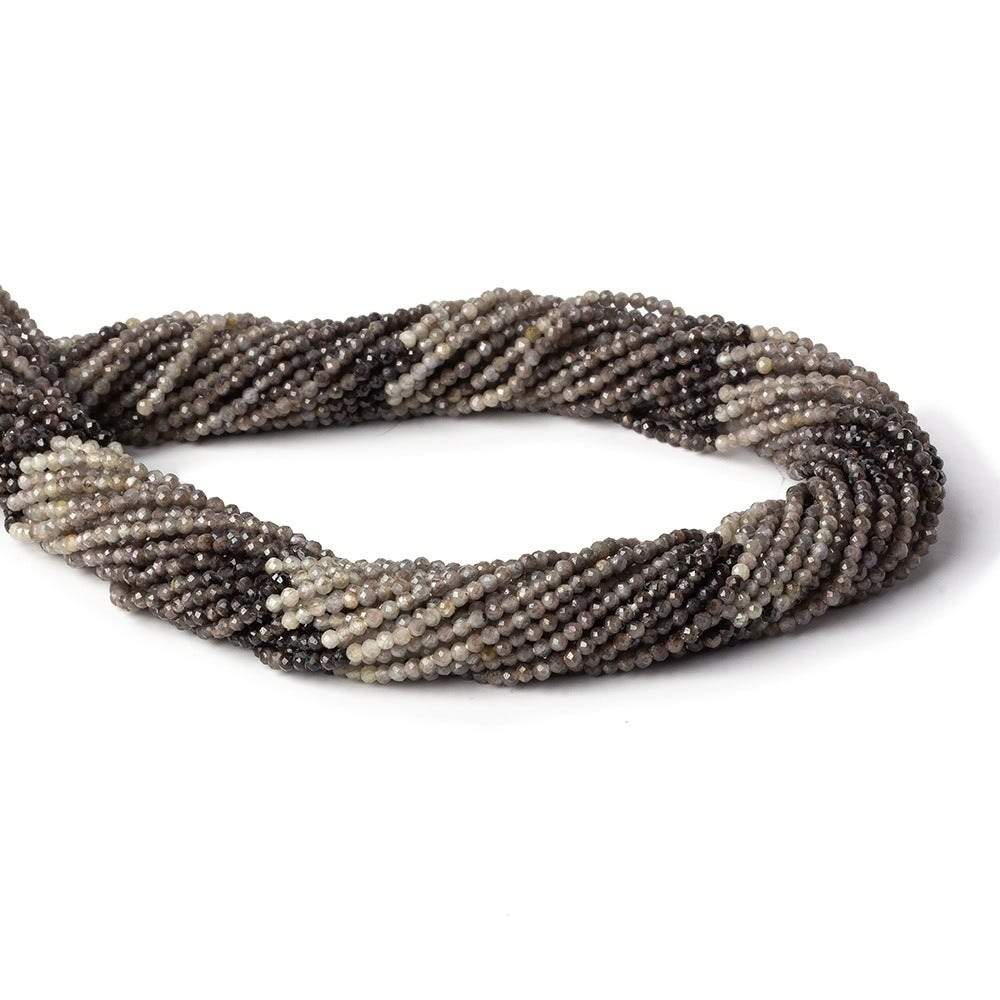 1.9mm Multi Grey Brown Sapphire Micro Faceted rounds 13 inch 200 beads (ONLINE ORDER ONLY)