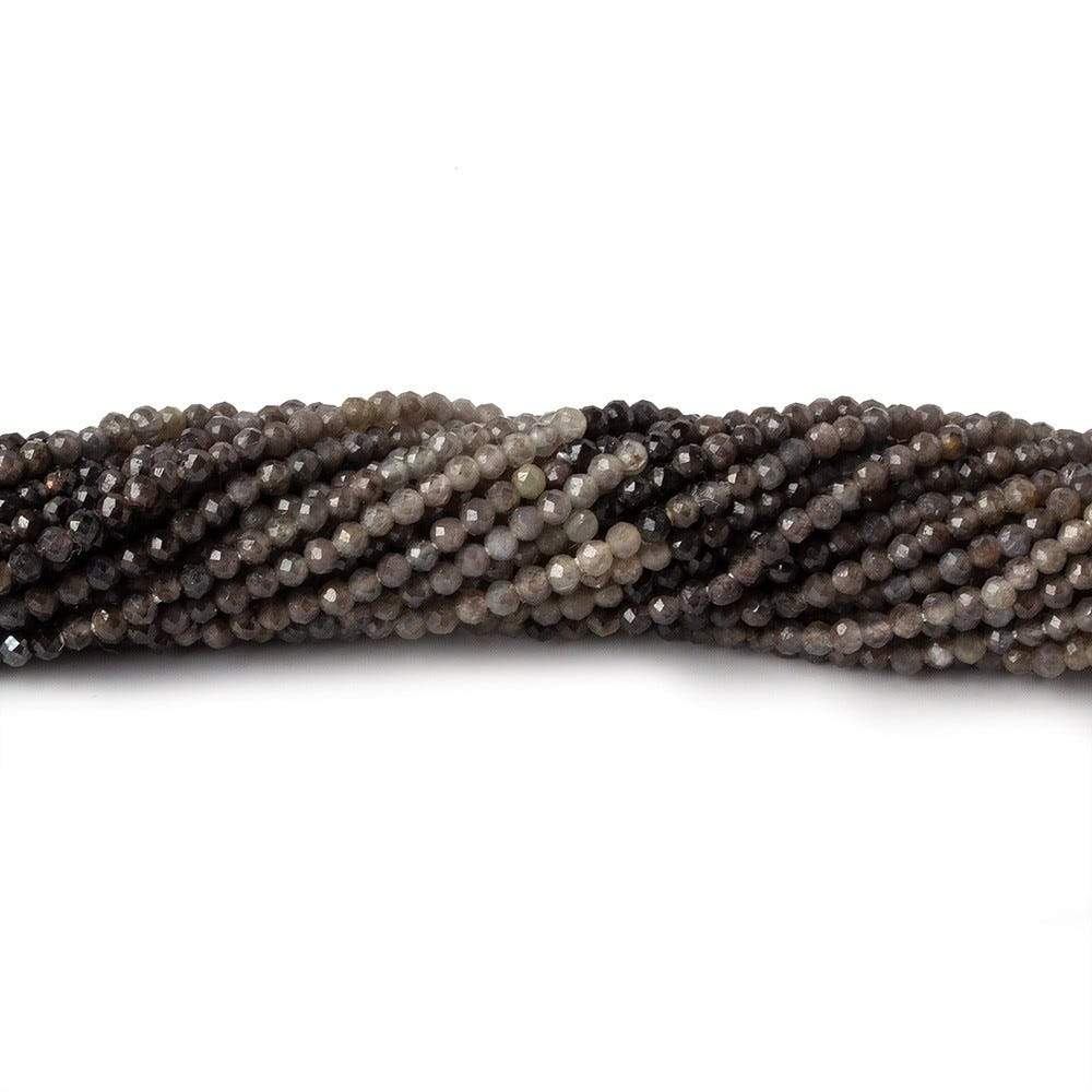1.9mm Multi Grey Brown Sapphire Micro Faceted rounds 13 inch 200 beads (ONLINE ORDER ONLY)