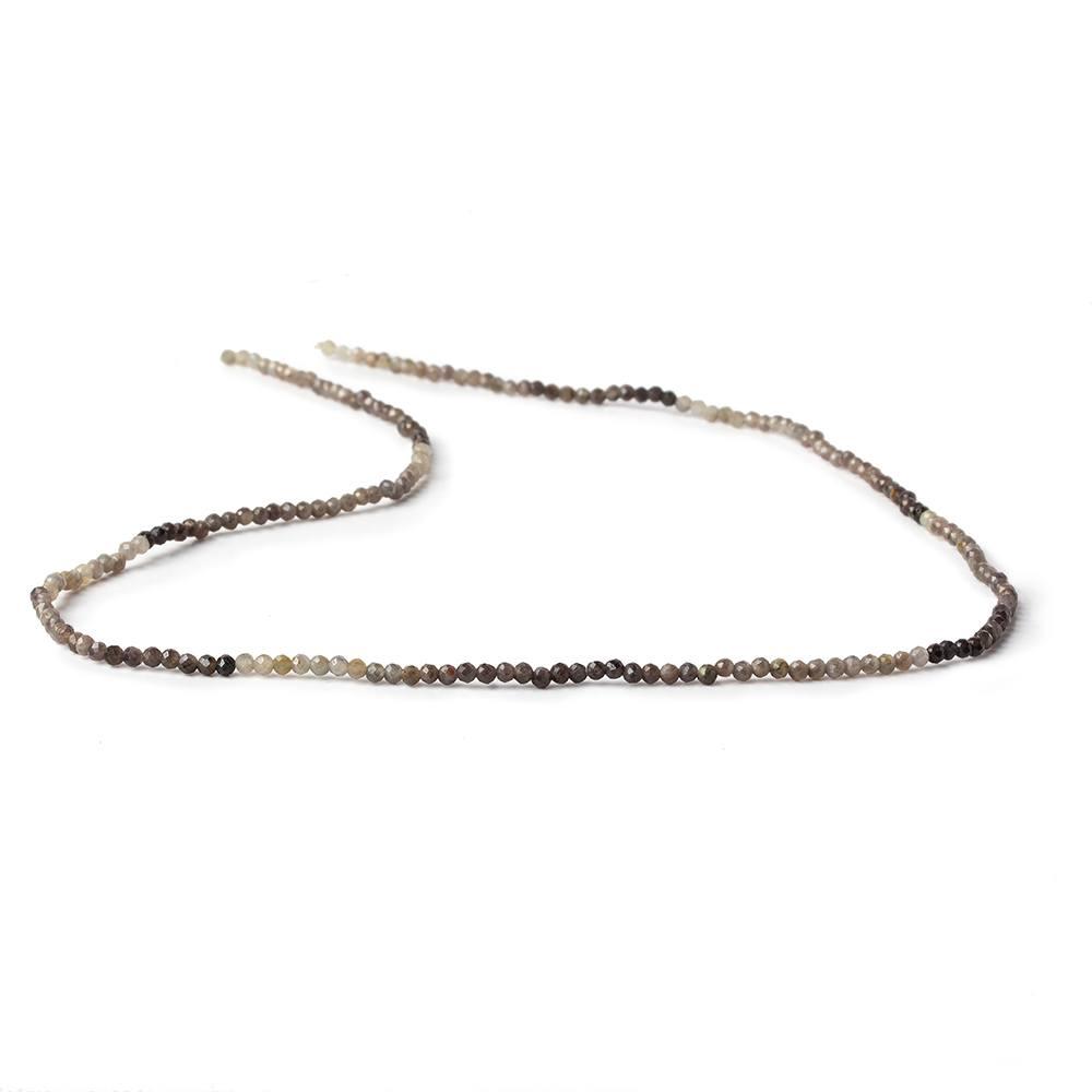 1.9mm Multi Grey Brown Sapphire Micro Faceted rounds 13 inch 200 beads (ONLINE ORDER ONLY)