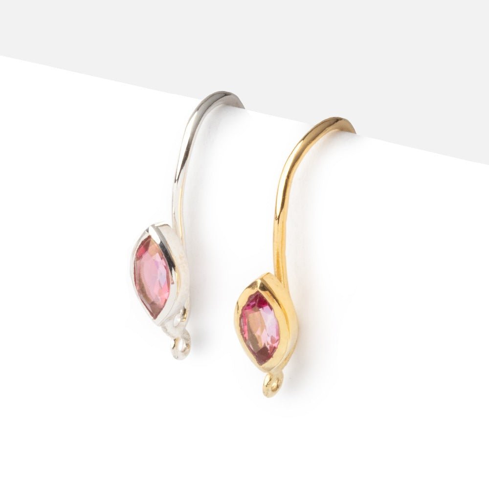 19mm Pink Topaz Marquise Ear Wire Set of 2 pieces (ONLINE ORDER ONLY)
