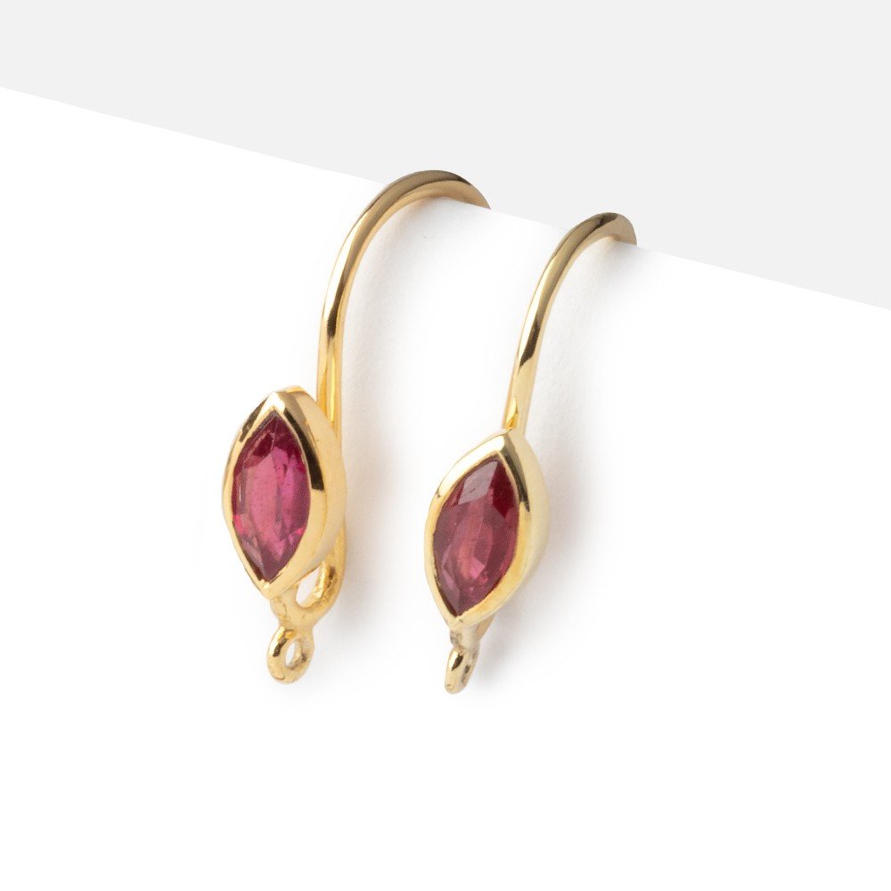 19mm Ruby Marquise Ear Wire Set of 2 pieces (ONLINE ORDER ONLY)