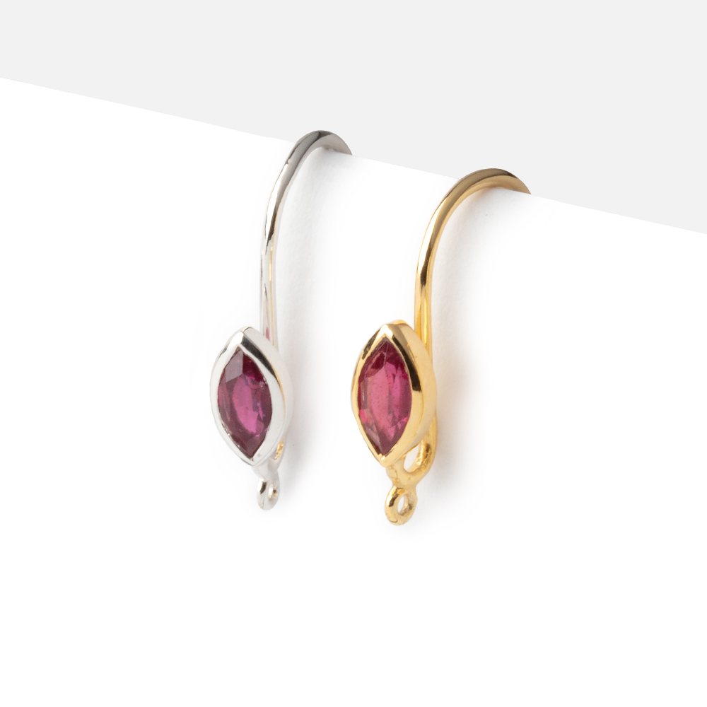 19mm Ruby Marquise Ear Wire Set of 2 pieces (ONLINE ORDER ONLY)
