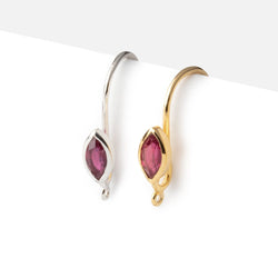 19mm Ruby Marquise Ear Wire Set of 2 pieces (ONLINE ORDER ONLY)