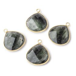 19mm Vermeil Bezel Moss Quartz Faceted Heart Pendant 1 Focal Piece