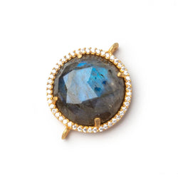 19mm Vermeil CZ Bezel Labradorite Coin Connector 1 Focal (ONLINE ORDER ONLY)