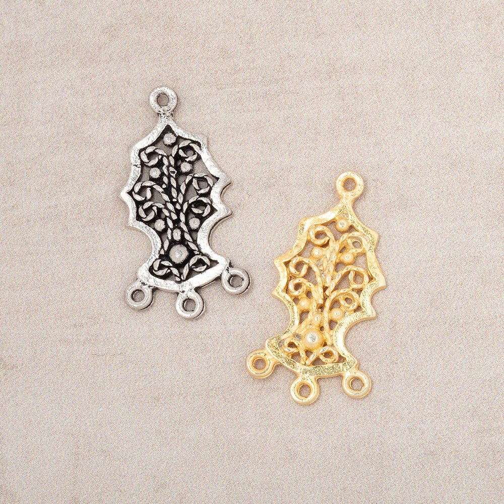 19x12mm Tree Of Life Filigree 3 Ring Charm Set of 2 pieces (ONLINE ORDER ONLY)