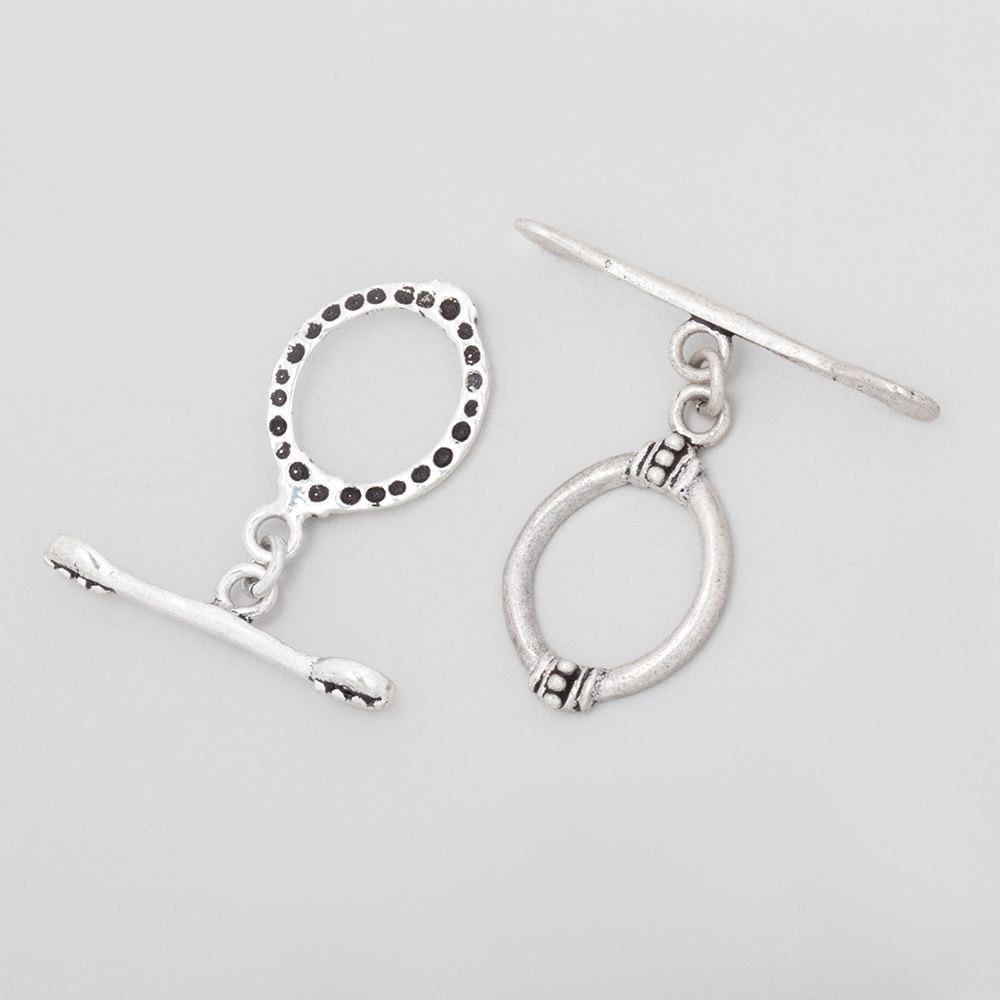 19x14mm Matte Antiqued Silver Oval Toggle with Art Deco Design 1 piece (ONLINE ORDER ONLY)