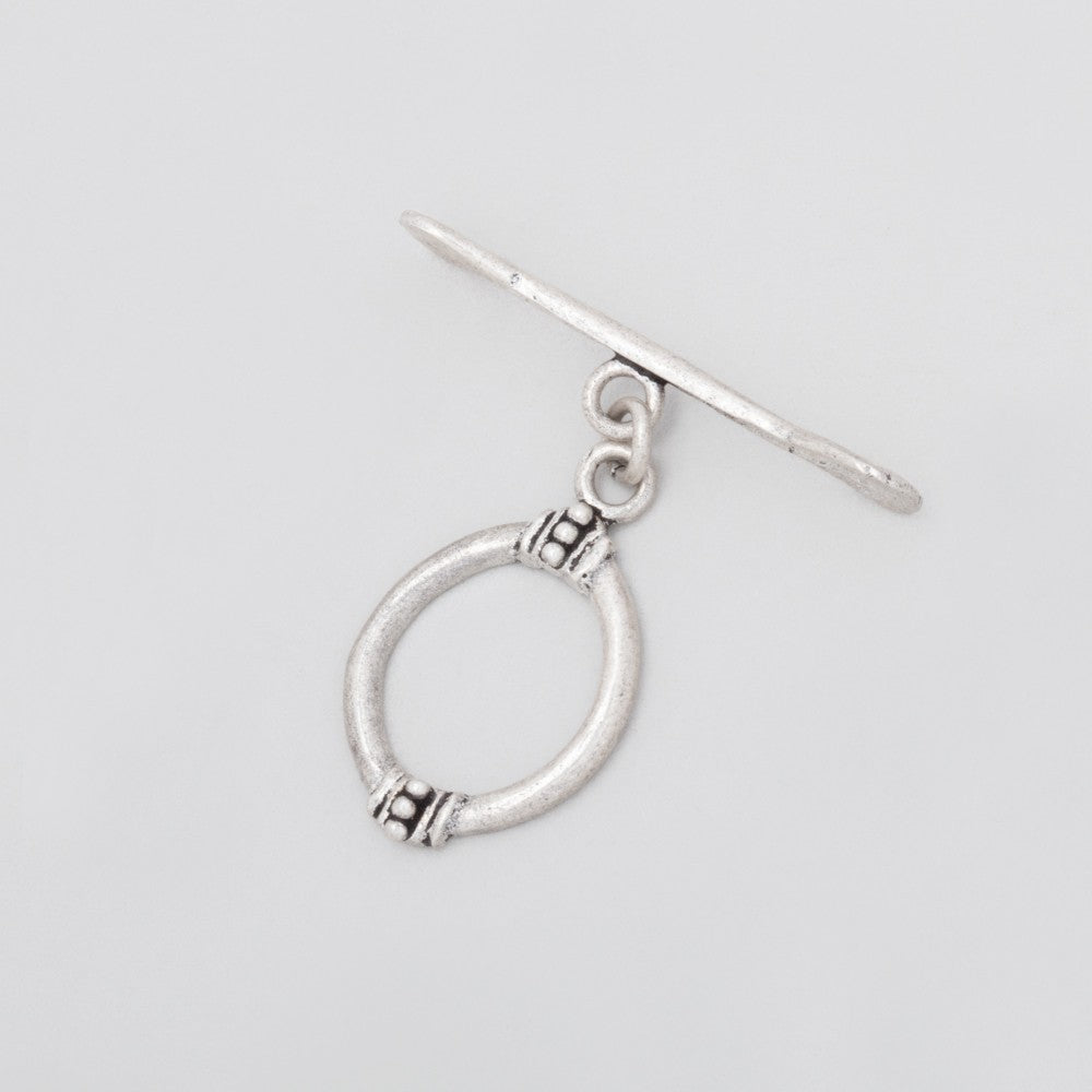 19x14mm Matte Antiqued Silver Oval Toggle with Art Deco Design 1 piece (ONLINE ORDER ONLY)